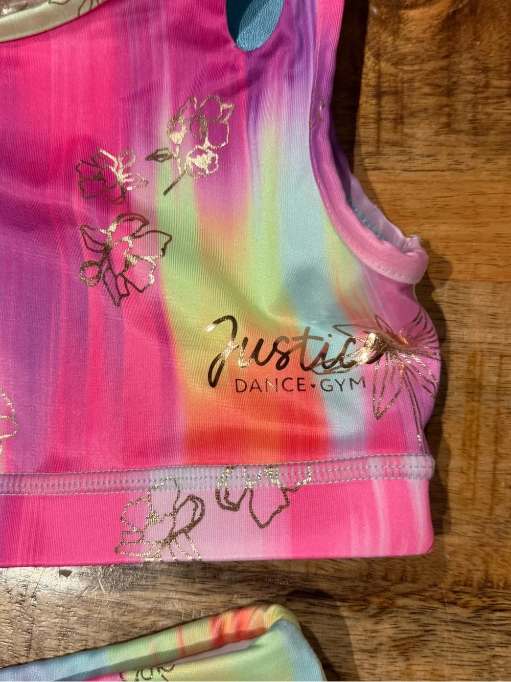 Justice Dance & Gym Girls Rainbow Tie-Dye Activewear Set Size Small 7/8
